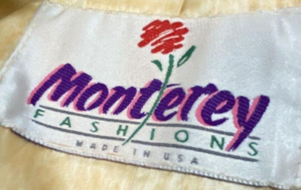 Vintage Monterey Fashions White Faux Fur Coat Jacket Stripe Textured